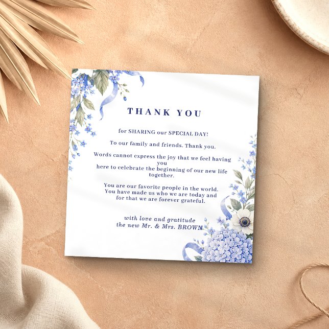 Invitación Pequeñas Flores Azules de la Marina gracias (Subido por el creador)