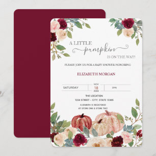Invitación Pequeñas flores de borgoña de calabaza Baby Shower