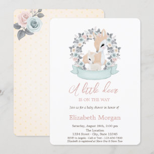 Invitación Pequeñas flores de ciervo acuarela baby shower