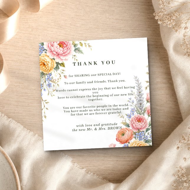 Invitación Pequeñas Flores Pastel Rosado gracias (Subido por el creador)