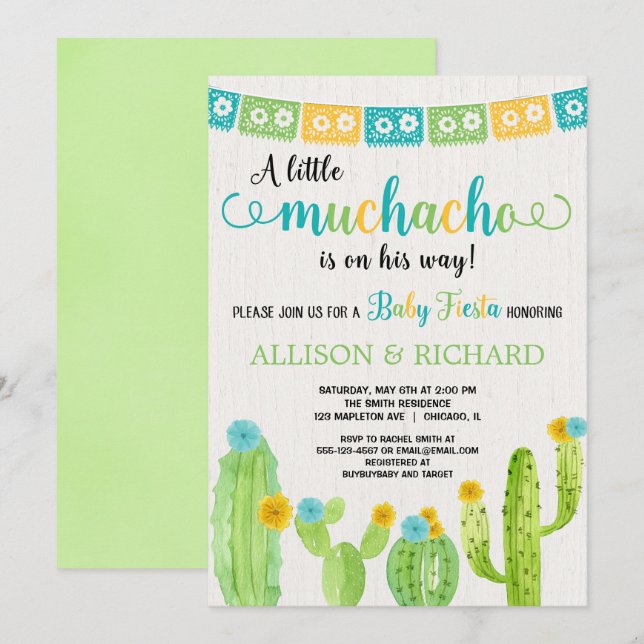 Invitación Pequeñas parejas chicos fiesta de bebé (Anverso / Reverso)