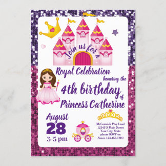 Invitación Pequeñas princesas Castillo Fiesta de cumpleaños r