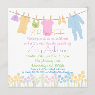 Invitación Pequeñas ropas Sip y See