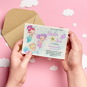 Invitación Pequeñas sirenas bajo la fiesta de cumpleaños del