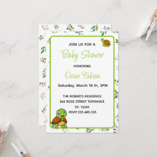 Invitación Pequeñas tortugas invitan a la ducha de bebé