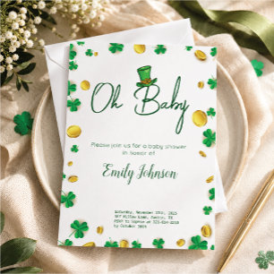 Invitación Pequeño Afortunado – Baby Shower del Día de San Pa