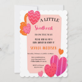 Invitación pequeño amor con acuarela corazones valentinos