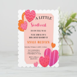 Invitación pequeño amor con acuarela corazones valentinos