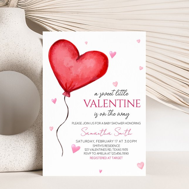 Invitación Pequeño amor Red Valentine Baby Shower (Minimalist Little Sweetheart Baby Shower Invitation)