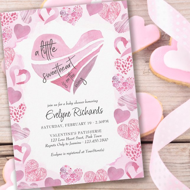 Invitación Pequeño amor rosado corazón Baby Shower (Subido por el creador)