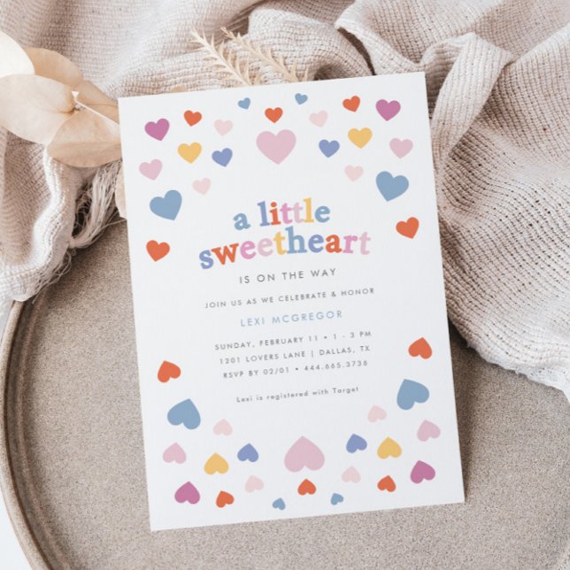 Invitación Pequeño amor San Valentín retro Baby Shower (Subido por el creador)