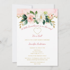 Invitación Pequeño amor Valentine Pink Gold Baby Shower