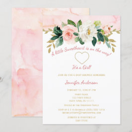 Invitación Pequeño amor Valentine Pink Gold Baby Shower