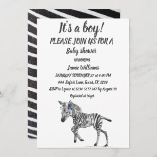 Invitación Pequeño animal de estampado de zebra Safari Jungla