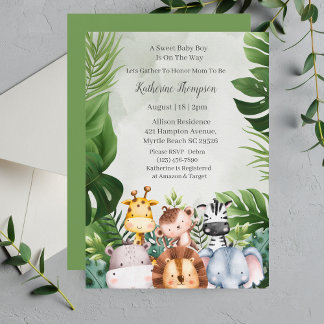 Invitación Pequeño animal de Safari de la jungla