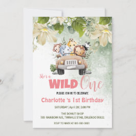 Invitación Pequeño animal salvaje de un safari primer cumplea