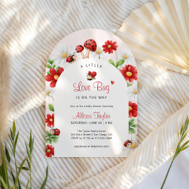 Invitación Pequeño Arco Floral de Cumpleaños de Ladybug Amor