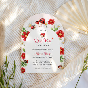 Invitación Pequeño Arco Floral de Cumpleaños de Ladybug Amor