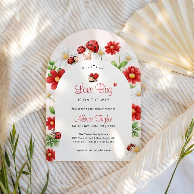 Invitación Pequeño Arco Floral de Cumpleaños de Ladybug Amor (Subido por el creador)