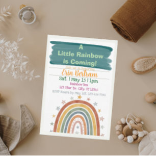Invitación Pequeño Arcoíris Viniendo, Fiesta Bohemia de Baby 