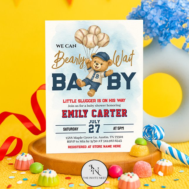 Invitación Pequeño asfixiante espera Baby Shower de béisbol (Subido por el creador)