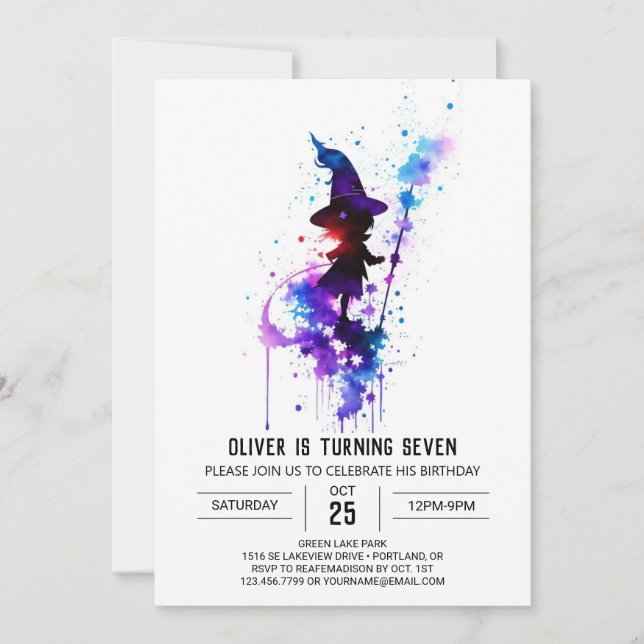 Invitación Pequeño asistente Personalizado cumpleaños mágico (Anverso)
