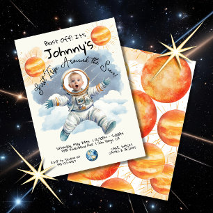 Invitación Pequeño astronauta 1er viaje alrededor del sol Cum