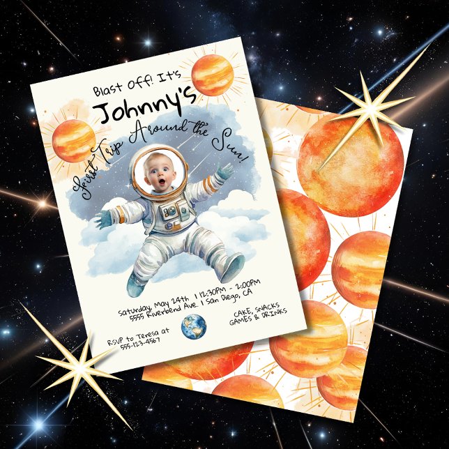 Invitación Pequeño astronauta 1er viaje alrededor del sol Cum (Subido por el creador)