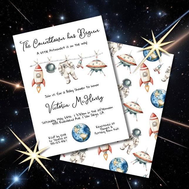 Invitación Pequeño astronauta Baby Shower Clothesline (Subido por el creador)