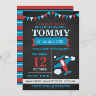 Invitación Pequeño Aviador lindo cumpleaños de pizarra de avi