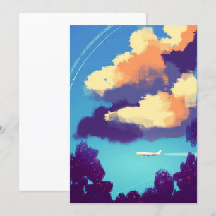 Invitación Pequeño avión en nubes Naranjas