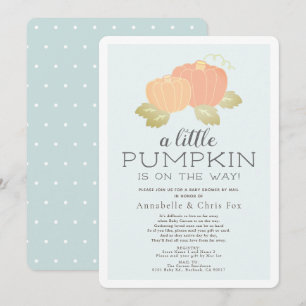 Invitación Pequeño Baby Shower azul calabaza por correo