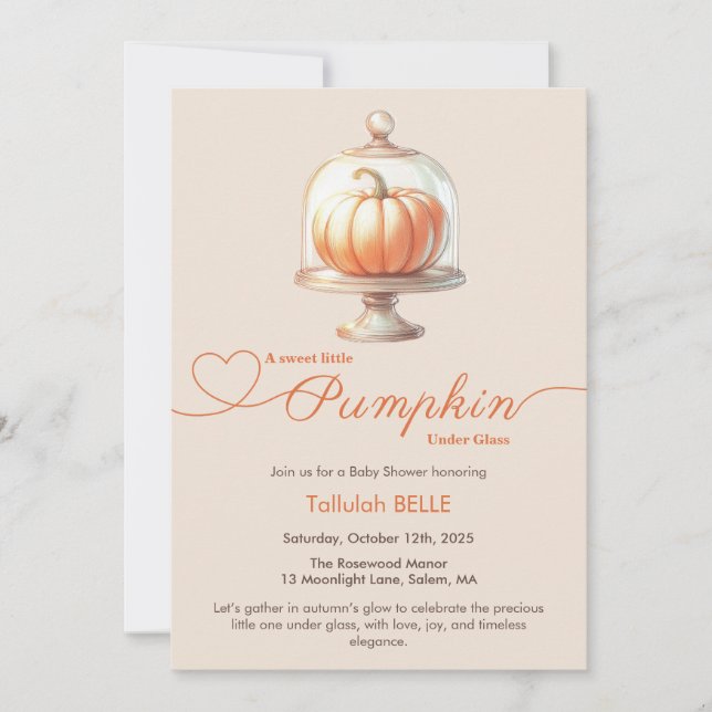 Invitación Pequeño Baby Shower de calabaza - Moda de otoño (Anverso)