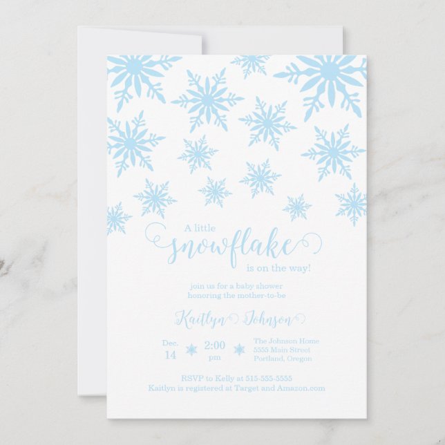 Invitación Pequeño Baby Shower de copas de nieve (Anverso)