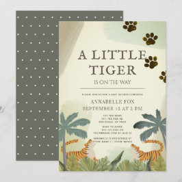Invitación Pequeño Baby Shower de la jungla de safari de tigr