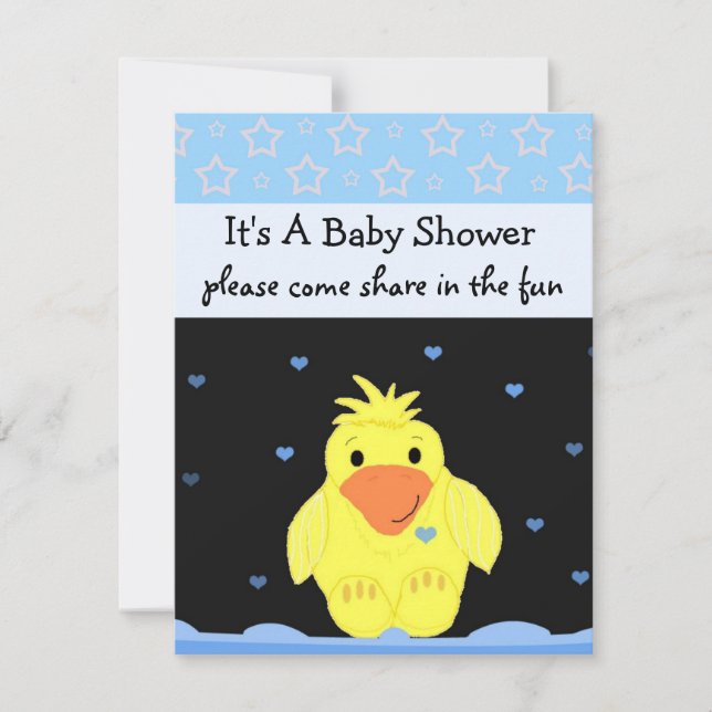 Invitación Pequeño Baby Shower de pato amarillo (Anverso)