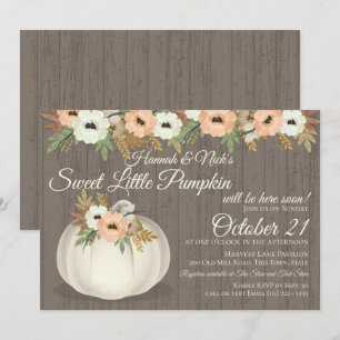Invitación Pequeño Baby Shower floral de calabaza