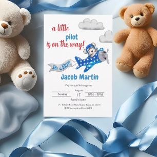 Invitación Pequeño Baby Shower piloto