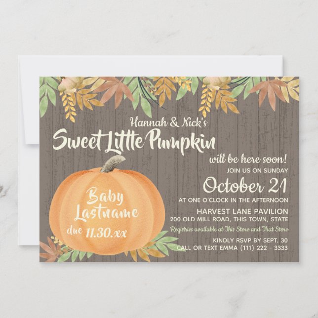 Invitación Pequeño Baby Shower ruso de calabaza (Anverso)
