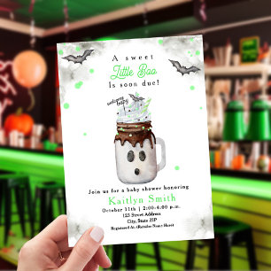 Invitación Pequeño batido verde de halloween en Baby Shower