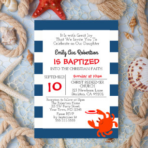 Invitación Pequeño bautismo personalizado de cangrejo náutico