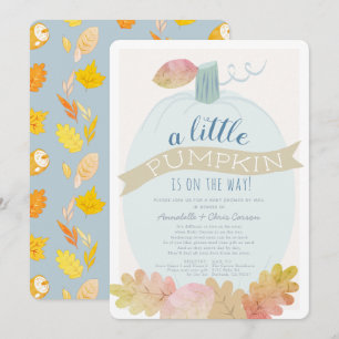 Invitación Pequeño bebé de calabaza azul Baby Shower por corr