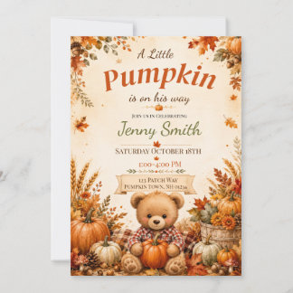 Invitación Pequeño bebé de calabaza Otoño Shower Niño Oso