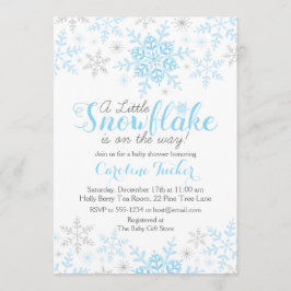 Invitación Pequeño bebé de copo de nieve niño ducha Plata azu