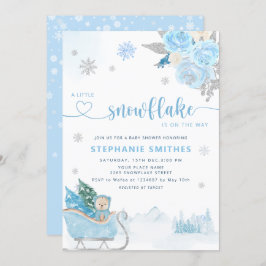 Invitación Pequeño bebé de copo de nieve Teddy Bear Winter Bo