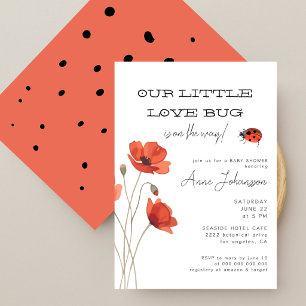 Invitación Pequeño Bicho del Amor Señora Mariquita Amapolas S