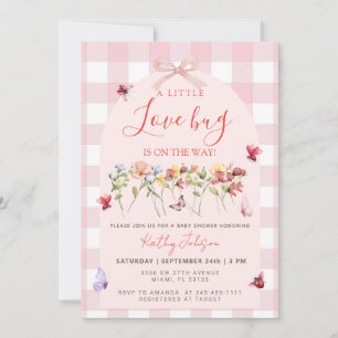 Invitación Pequeño Bicho En Camino Pink Wildflower Baby Showe