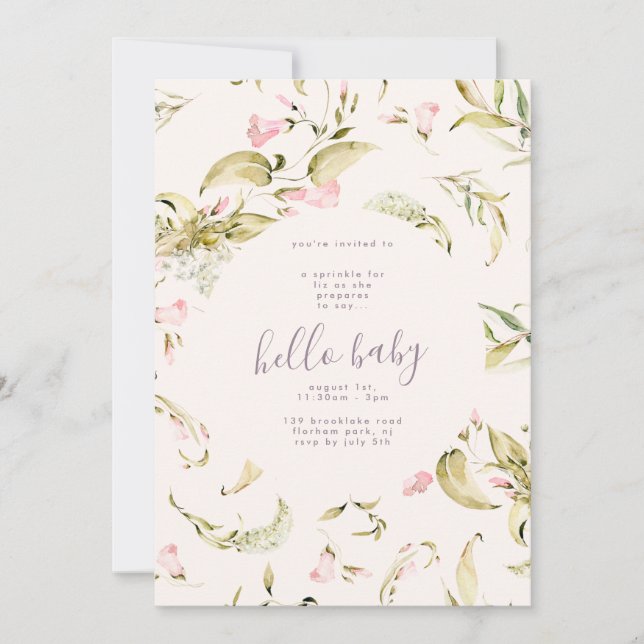 Invitación Pequeño Boho Wildflower Garden Hola Baby Shower (Anverso)