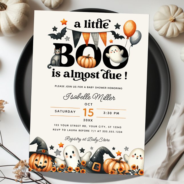 Invitación Pequeño Bompkin Halloween Cae Baby Shower (Little Boo Pumpkin Halloween Fall Baby Shower Invitation)