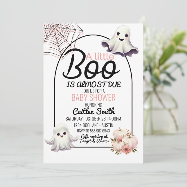 Invitación Pequeño Boo Baby Shower casi por Halloween (Anverso de pie)